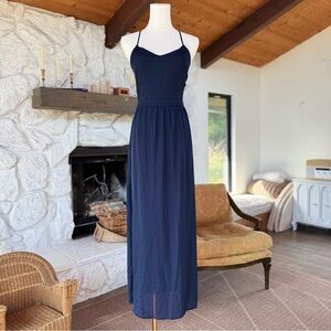 Sans Souci Navy Blue Maxi Dress with Cutout Detail